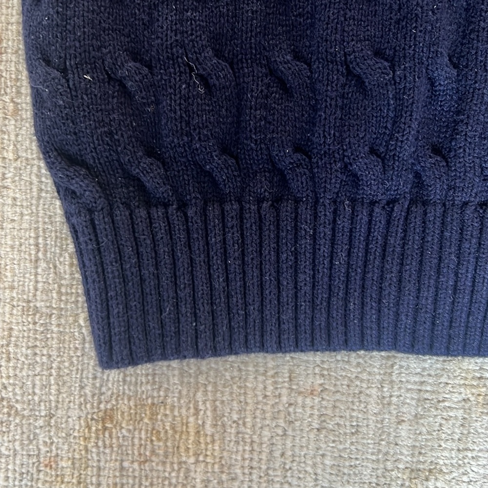 Kids, Polo Ralph Lauren cable knit sweater, cotton, size 5, navy blue, looks new - Picture 4 of 8